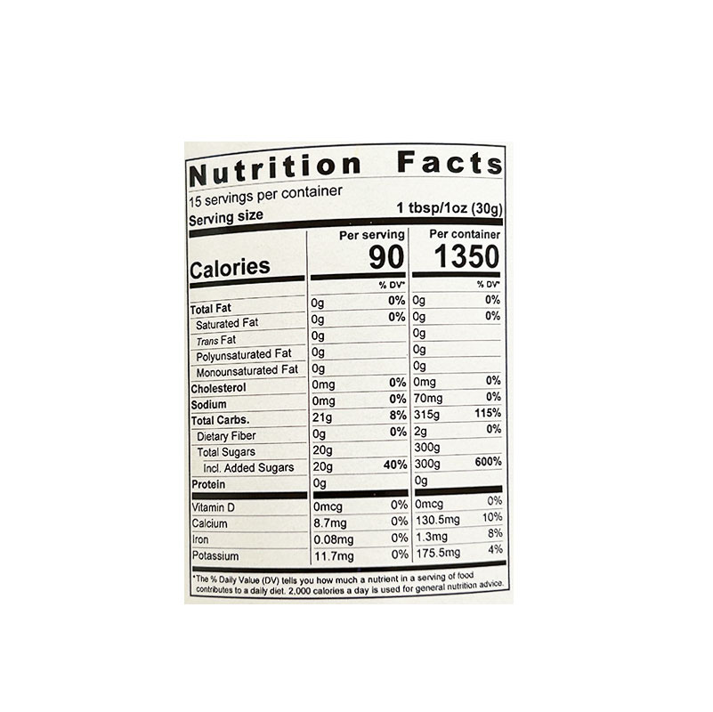 Saradis Greek Pistachio in Syrup (Moraba Pesteh) 16 OZ - Nutrition facts